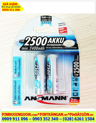 Ansman AA2500mAh; Pin sạc AA 2500mAh 1.2v Ansman maxE-AA2500-BLue-BL2 chính hãng (Vỉ 2viên)